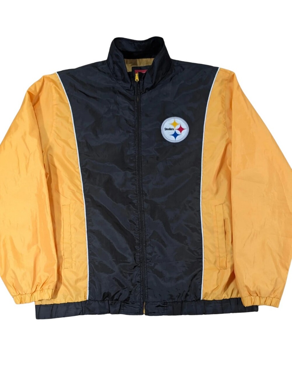 NFL Pittsburgh Steelers Full Zip Windbreaker Jacket Mens XL Black Yellow
